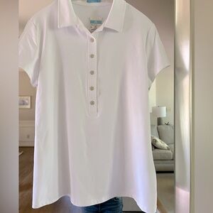 J. McLaughlin White Boxy Button Down Polo Shirt